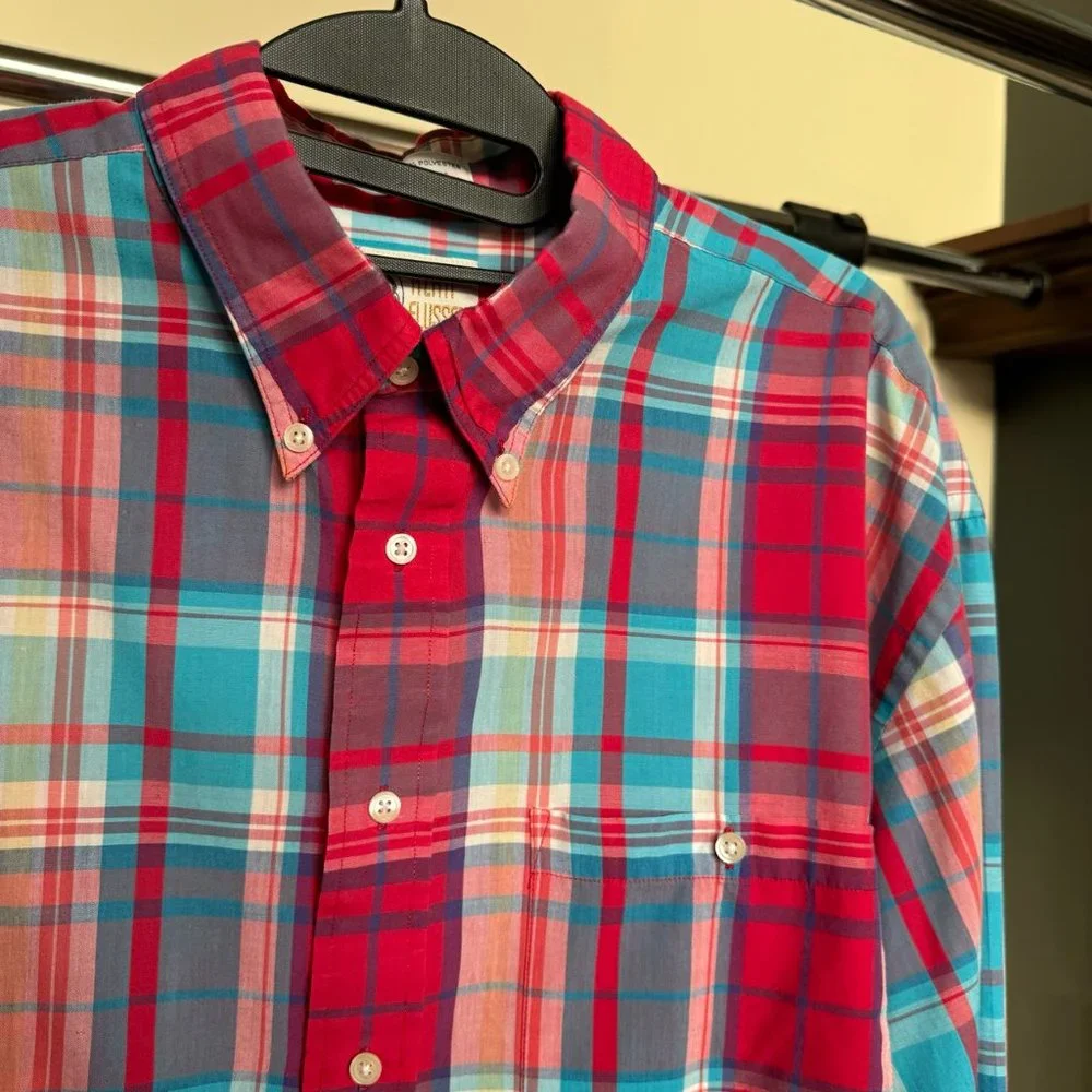 Alan Flusser Plaid Dress Shirt‎ Vintage - Old Label!